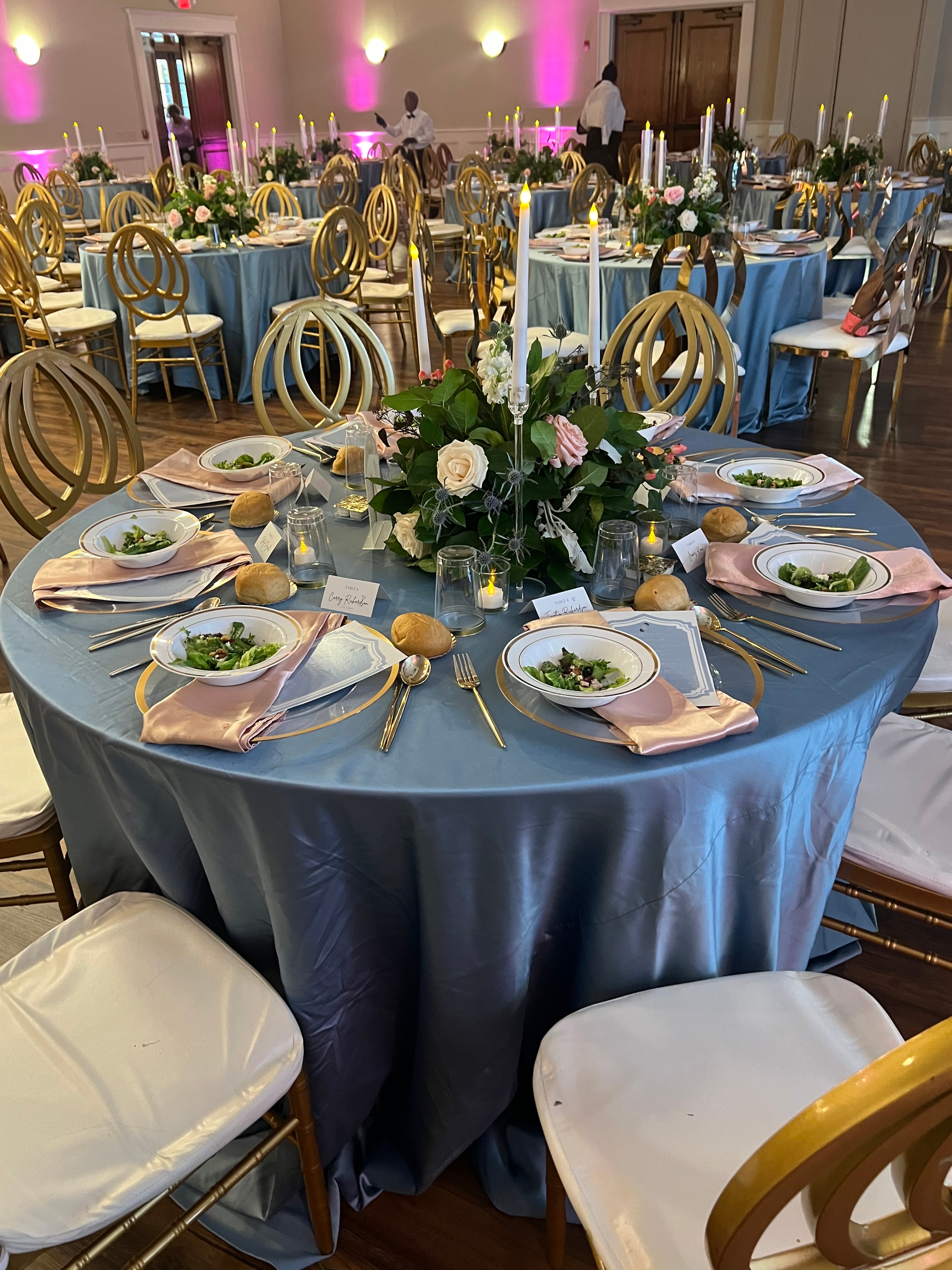 Blue Linen & Gold Accents
